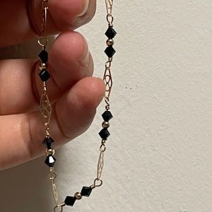 Jet Black Crystal Gold-Filled Link Bracelet